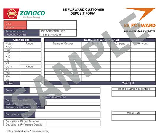 Deposit Slip Zanaco