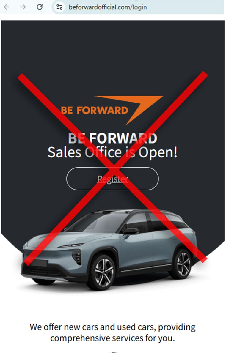 Fake Be Forward home page